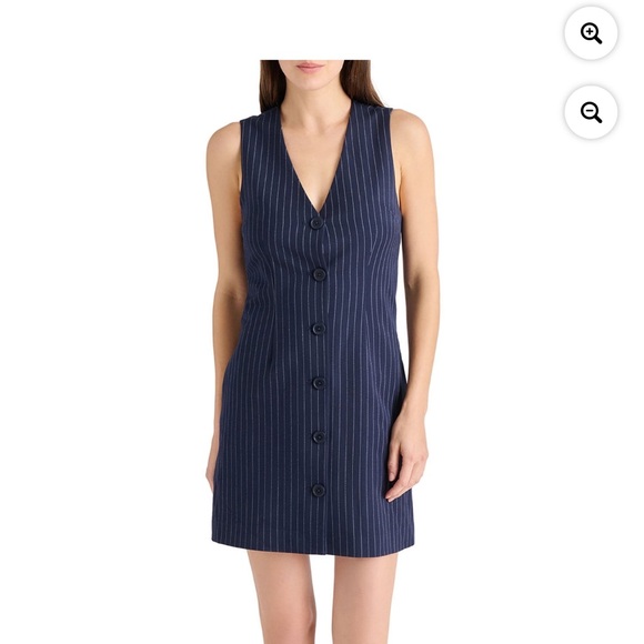 NWT Steve Madden Navy Pinstripe  Sleeveless Dress size small - Picture 5 of 8